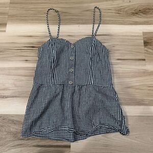 Anthropologie Black and White Gingham Tank Romper